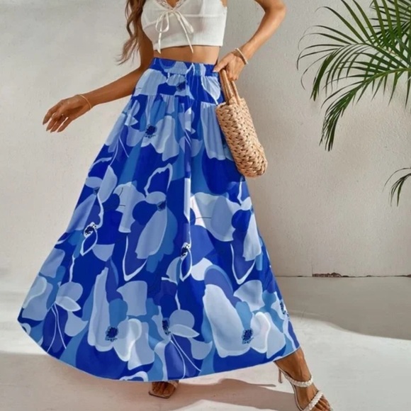 Bohemian Floral Tropical Print Maxi Skirt - Picture 4 of 12